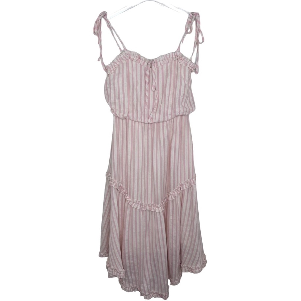Listicle Strapless Tiered Ruffle Maxi Sundress Pink White Striped Size Small